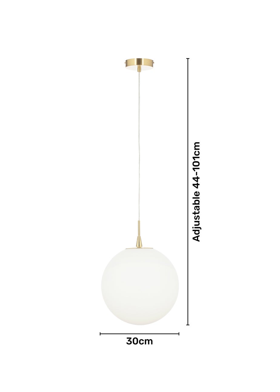 BHS Hol Opal Glass Sphere Pendant Light (100cm x 30cm x 30cm)