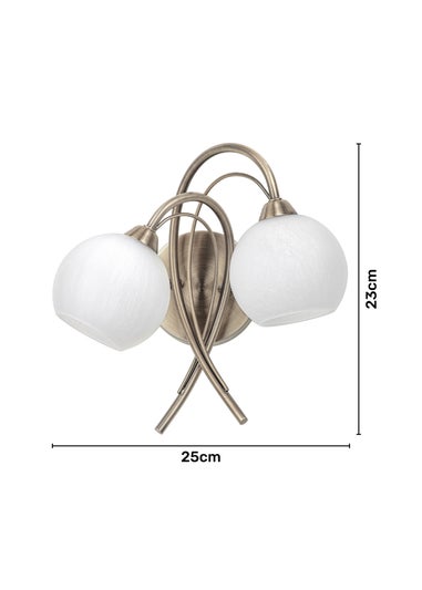 BHS Soni 2 Bulb Wall Light (23cm x 25cm x 20cm) Brass