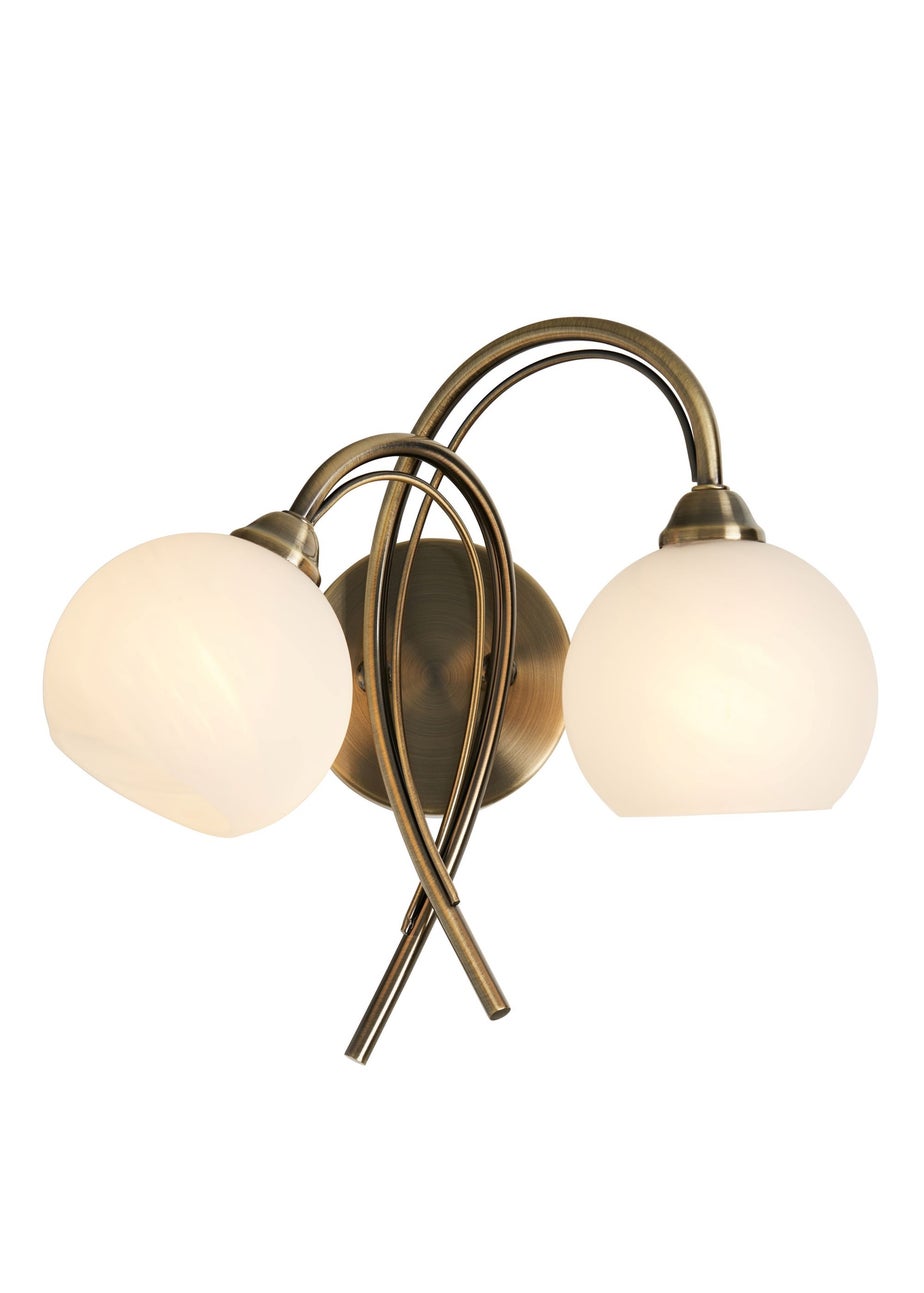 BHS Soni 2 Bulb Wall Light (23cm x 25cm x 20cm) Brass