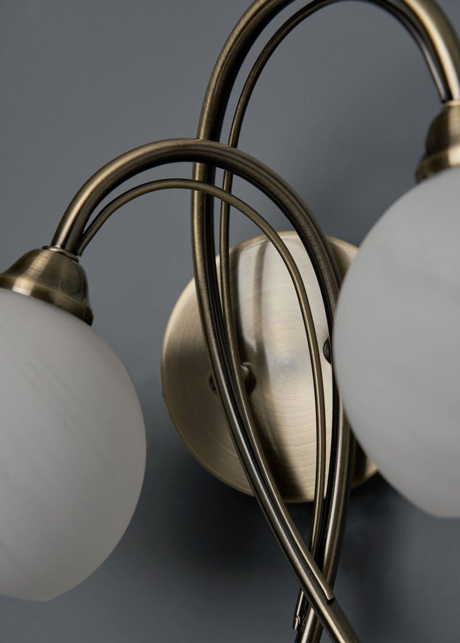 BHS Soni 2 Bulb Wall Light (23cm x 25cm x 20cm) Brass