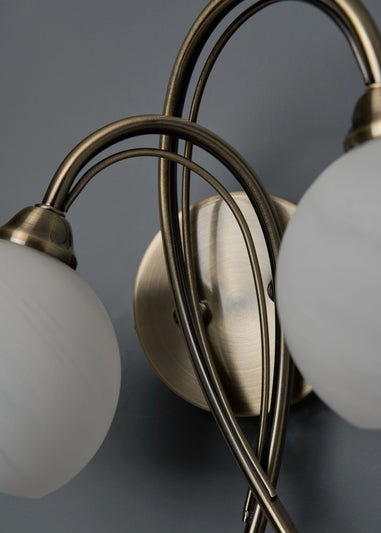 BHS Soni 2 Bulb Wall Light (23cm x 25cm x 20cm) Brass