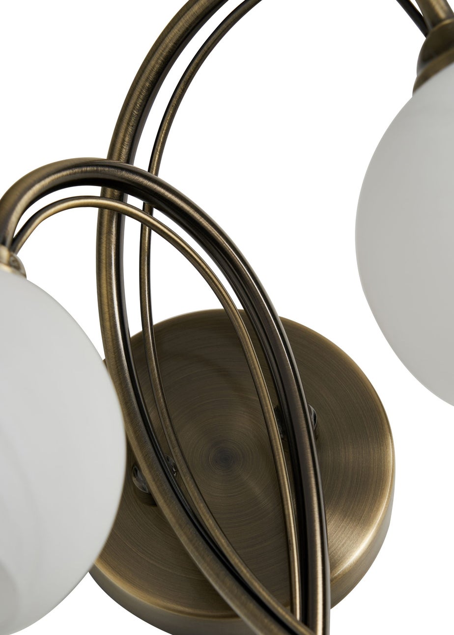 BHS Soni 2 Bulb Wall Light (23cm x 25cm x 20cm) Brass