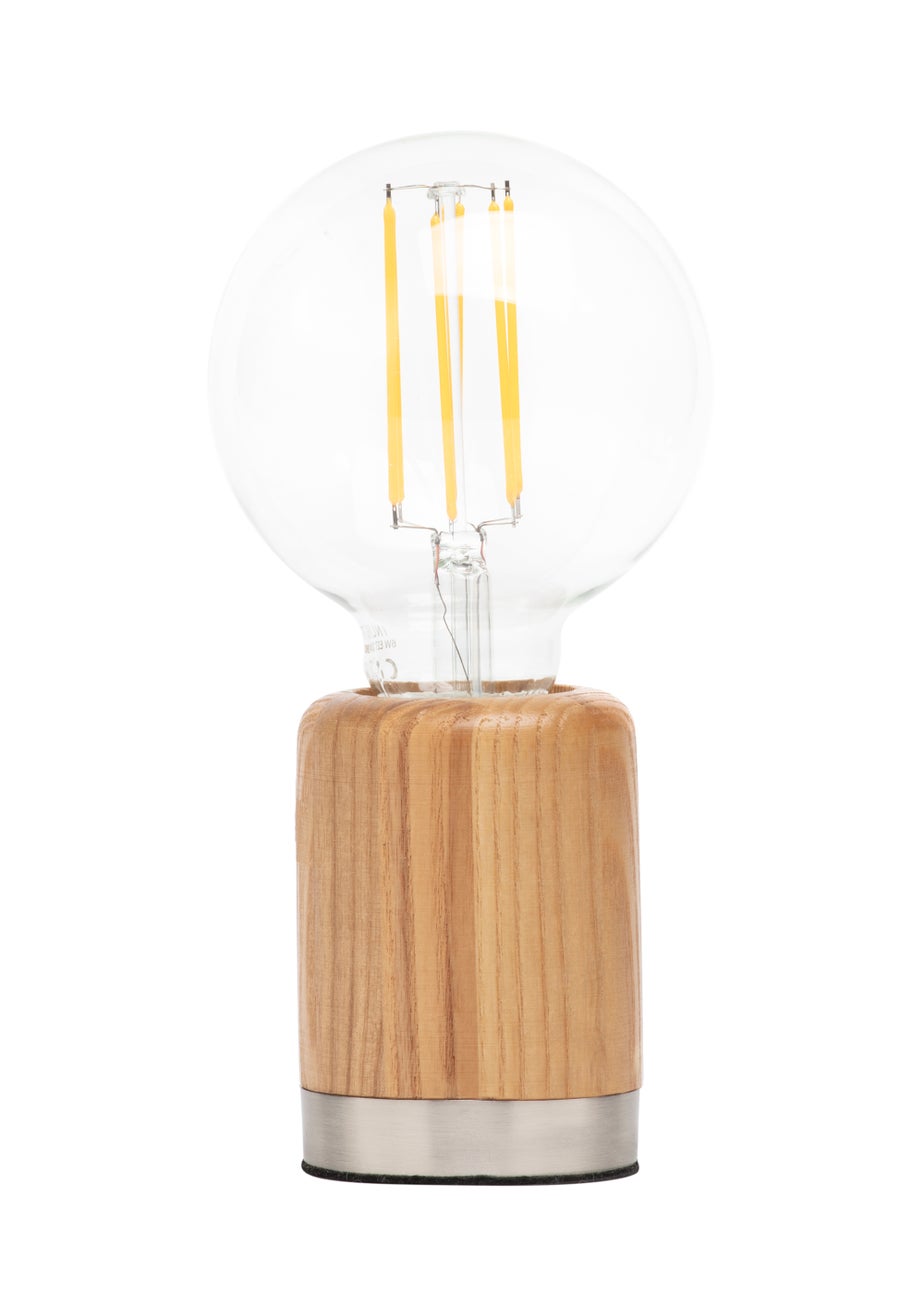 BHS Theo Wooden Table Lamp with Bulb (19.5cm x 9.5cm x 9.5cm)