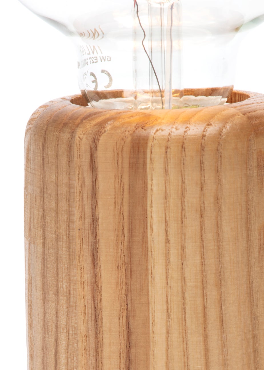 BHS Theo Wooden Table Lamp with Bulb (19.5cm x 9.5cm x 9.5cm)