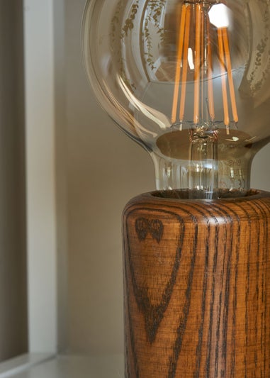 BHS Theo Wooden Table Lamp with Bulb (19.5cm x 9.5cm x 9.5cm)