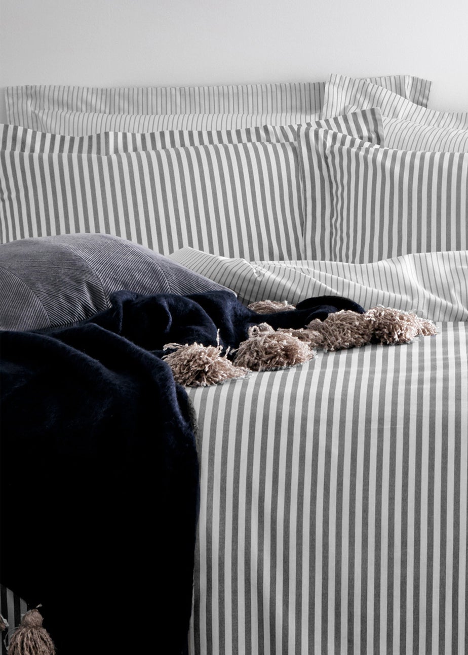 Yard Hebden Melange Grey Stripe Duvet Cover Set Grey