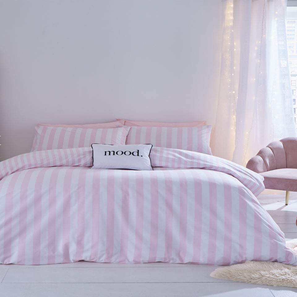 Sassy B Bedding Stripe Tease Reversible Duvet Cover Set Pink