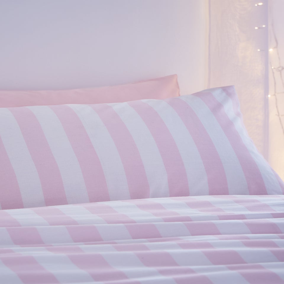 Sassy B Bedding Stripe Tease Reversible Duvet Cover Set Pink