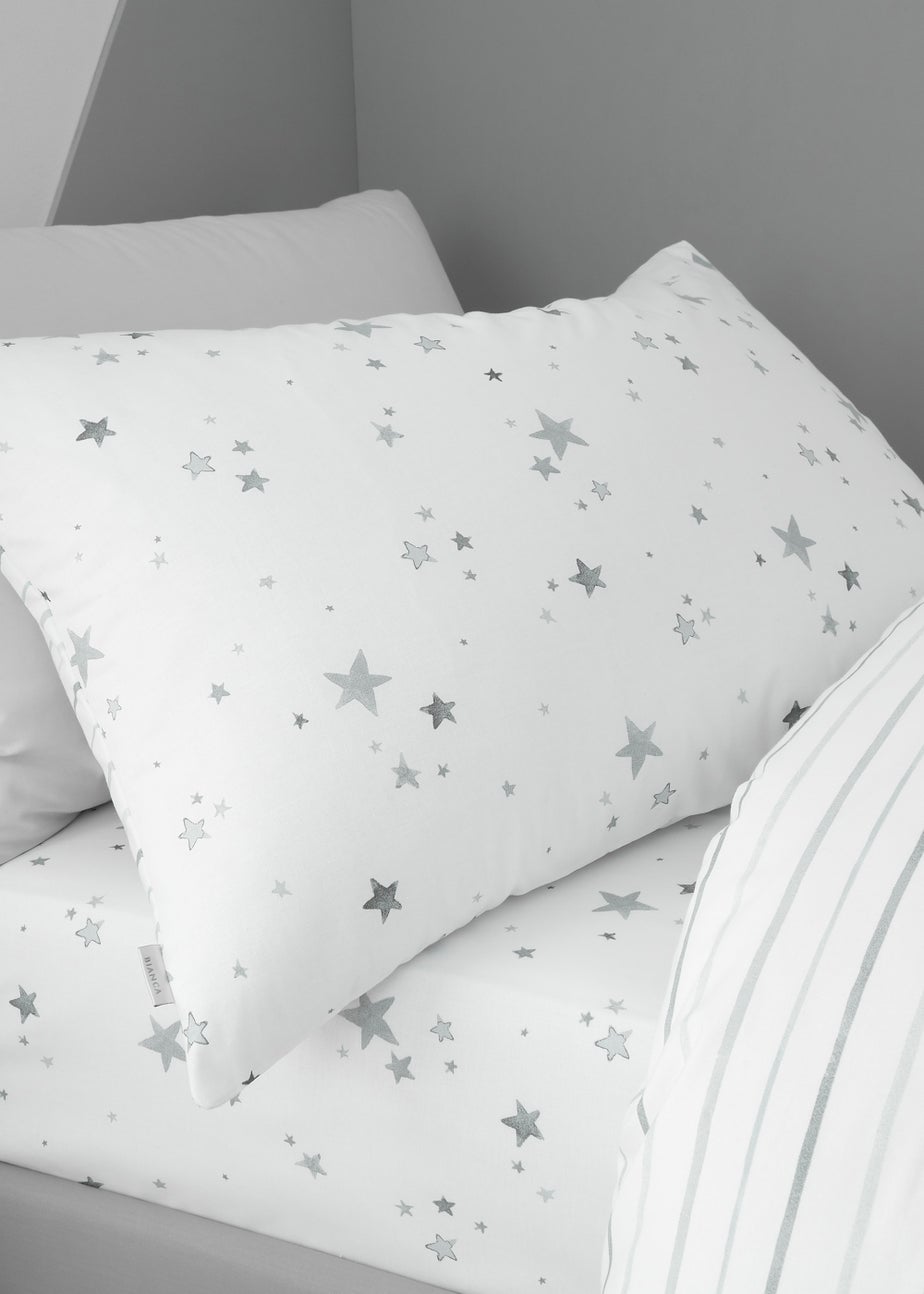 Bianca Fine Linens Stars Cotton Duvet Cover Set Grey