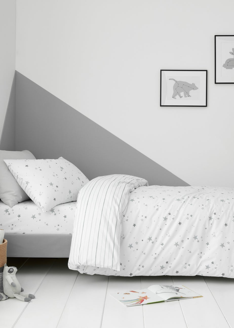 Bianca Fine Linens Stars Cotton Duvet Cover Set Grey