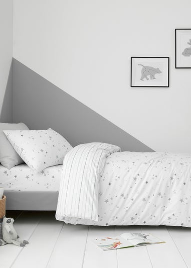 Bianca Fine Linens Stars Cotton Duvet Cover Set Grey