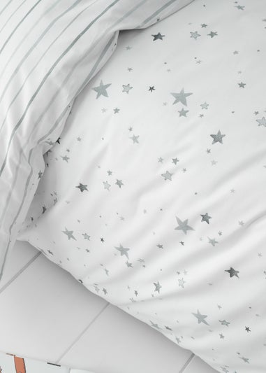 Bianca Fine Linens Stars Cotton Duvet Cover Set Grey