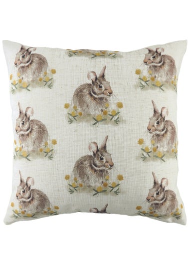 Evans Lichfield Hare Print Cushion (43cm x 43cm x 8cm)
