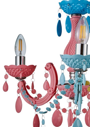 Glow Marie Therese Funky 3 Arm Chandelier Light (Adjustable 52-120cm x 46cm)