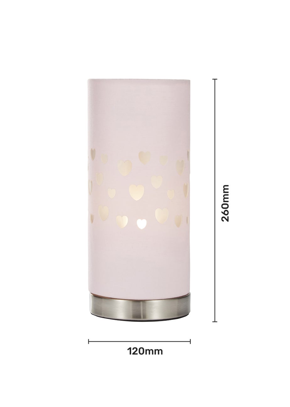 Glow Hearts Pink Table Lamp (26cm x 12cm)