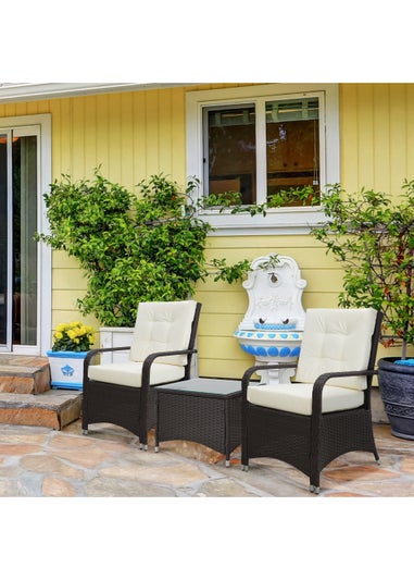 Outsunny 3 Pieces Outdoor Rattan Bistro Set PE