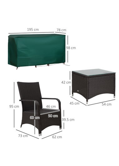 Outsunny 3 Pieces Outdoor Rattan Bistro Set PE