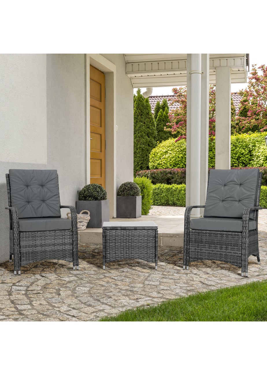 Outsunny 3 Pieces Outdoor Rattan Bistro Set PE