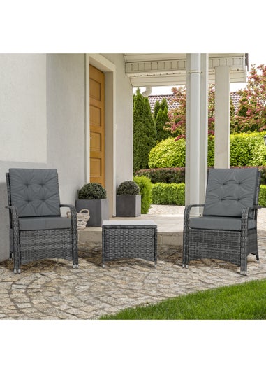 Outsunny 3 Pieces Outdoor Rattan Bistro Set PE