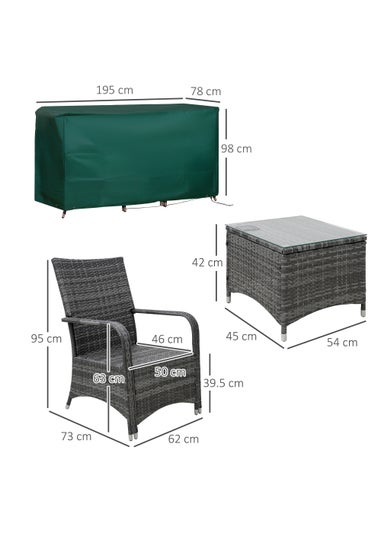 Outsunny 3 Pieces Outdoor Rattan Bistro Set PE