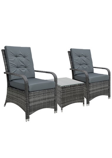 Outsunny 3 Pieces Outdoor Rattan Bistro Set PE