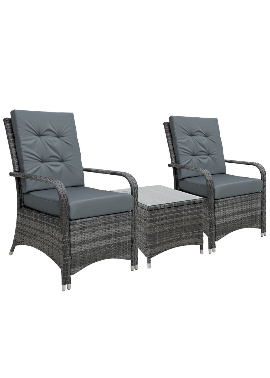 Outsunny 3 Pieces Outdoor Rattan Bistro Set PE