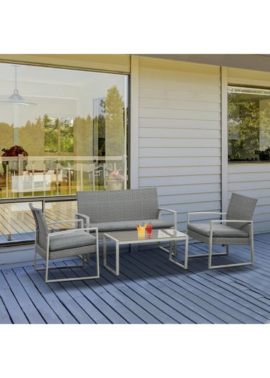 Outsunny 4 PCs PE Rattan Wicker Sofa Set