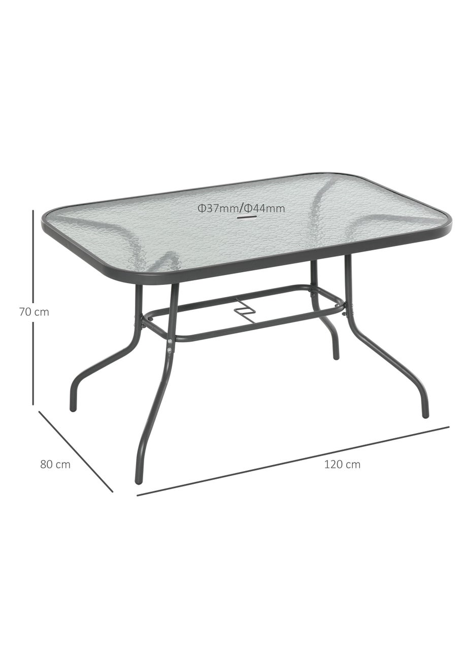 Outsunny Metal Garden Table with Umbrella Hole, 120L x 80Wcm