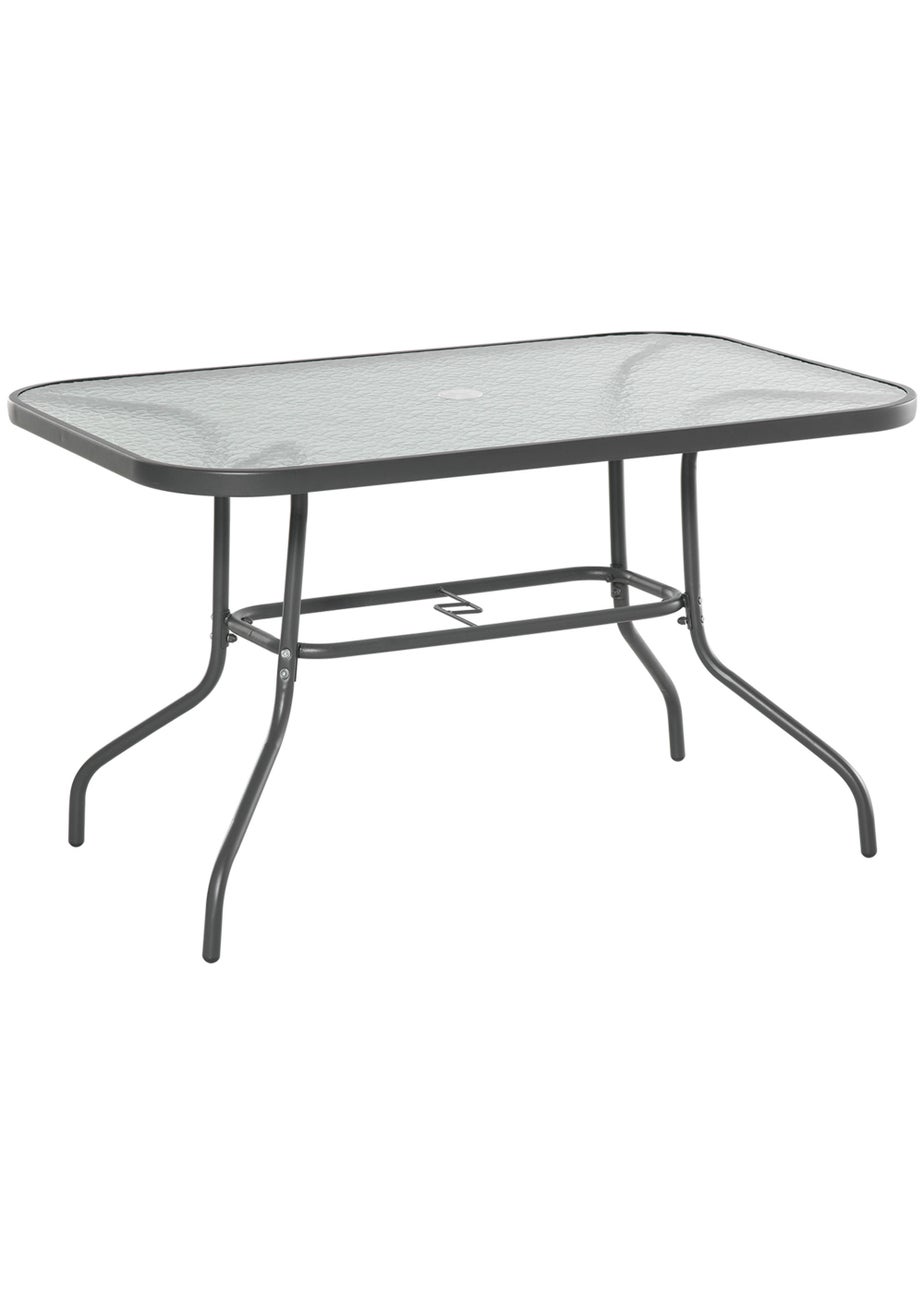 Outsunny Metal Garden Table with Umbrella Hole, 120L x 80Wcm