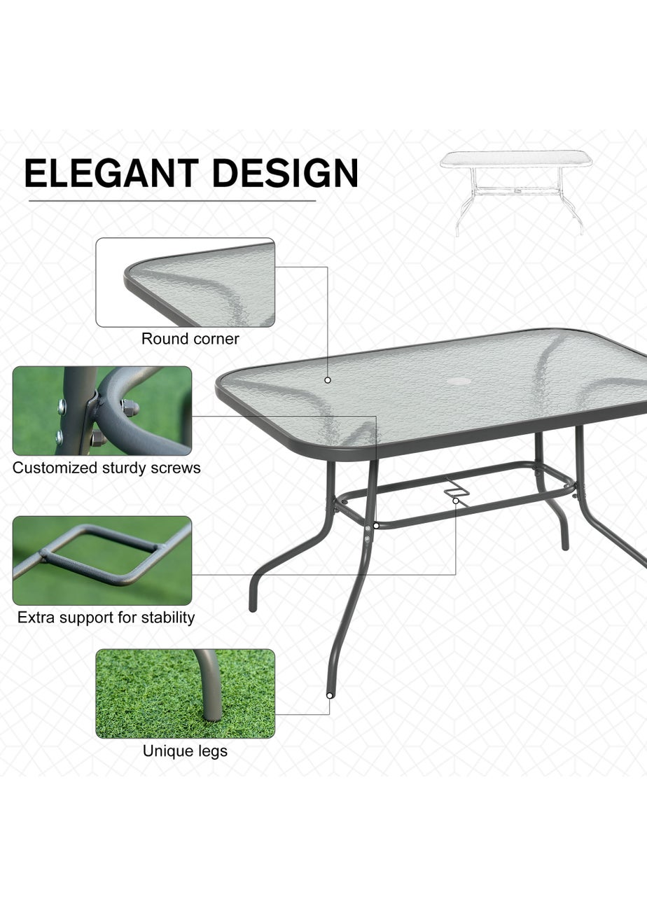 Outsunny Metal Garden Table with Umbrella Hole, 120L x 80Wcm