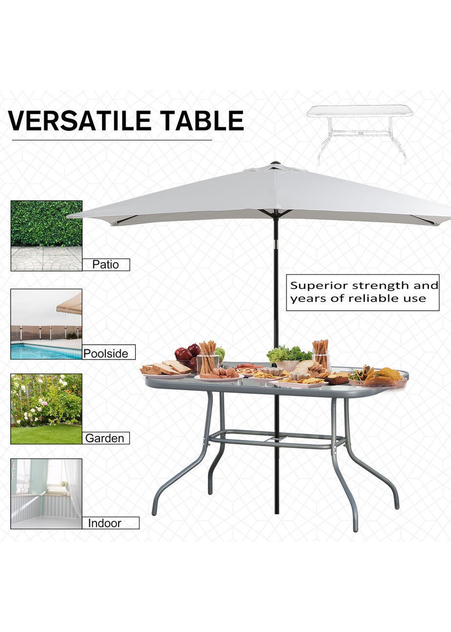 Outsunny Metal Garden Table with Umbrella Hole, 120L x 80Wcm