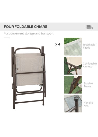 Outsunny 6 Piece Patio Dining Set with Umbrella with Folding Chairs