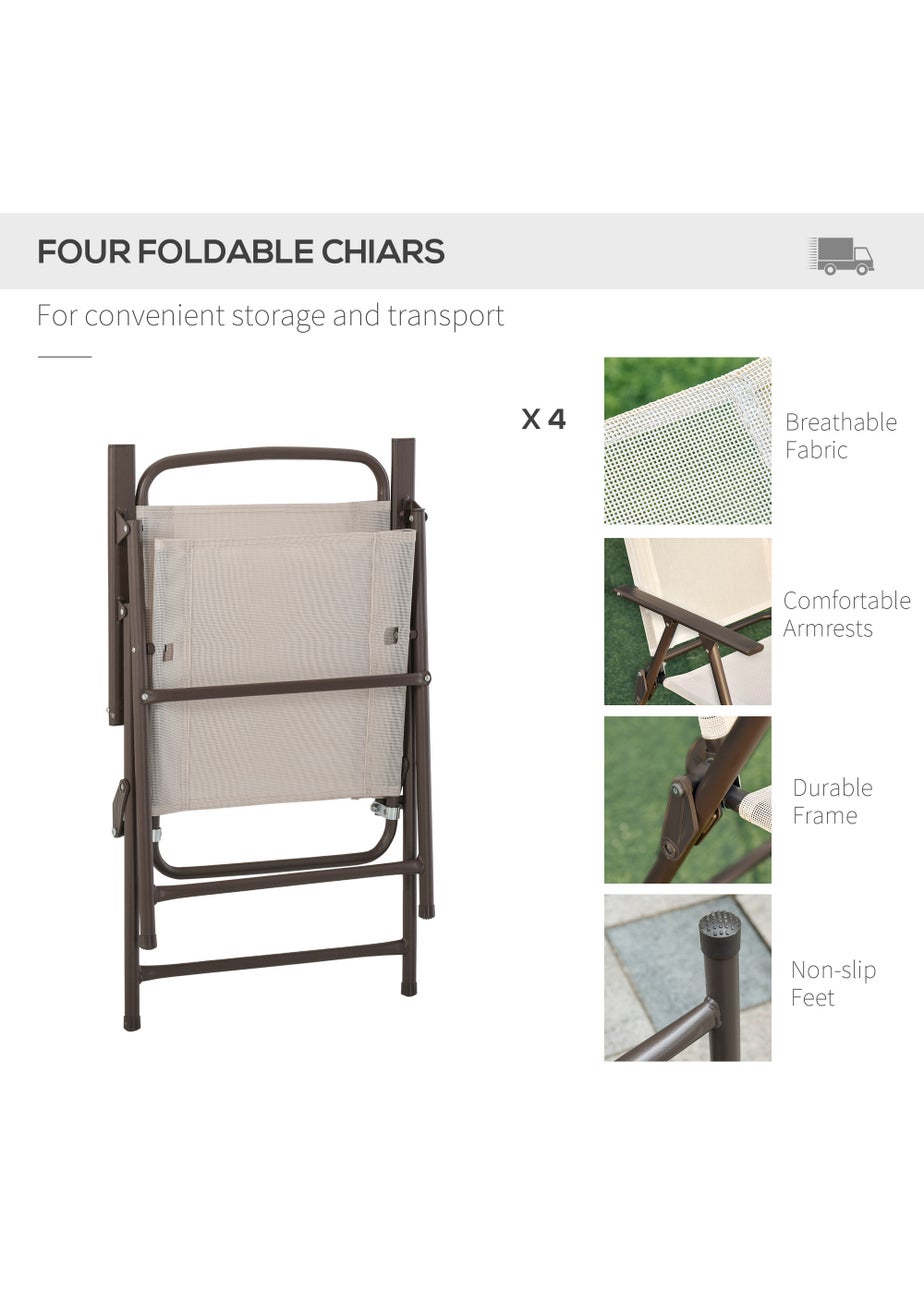 Outsunny 6 Piece Patio Dining Set with Umbrella with Folding Chairs