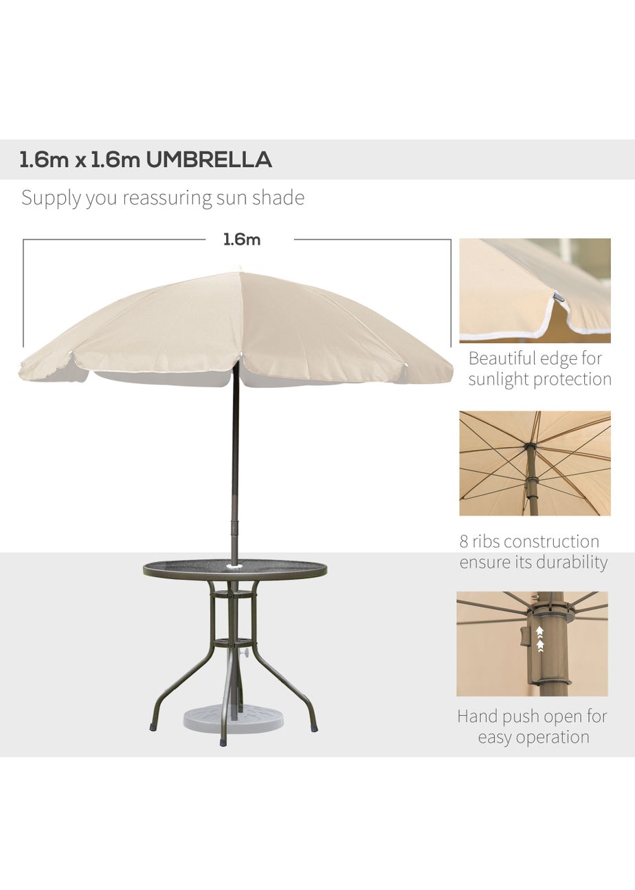 Outsunny 6 Piece Patio Dining Set with Umbrella with Folding Chairs