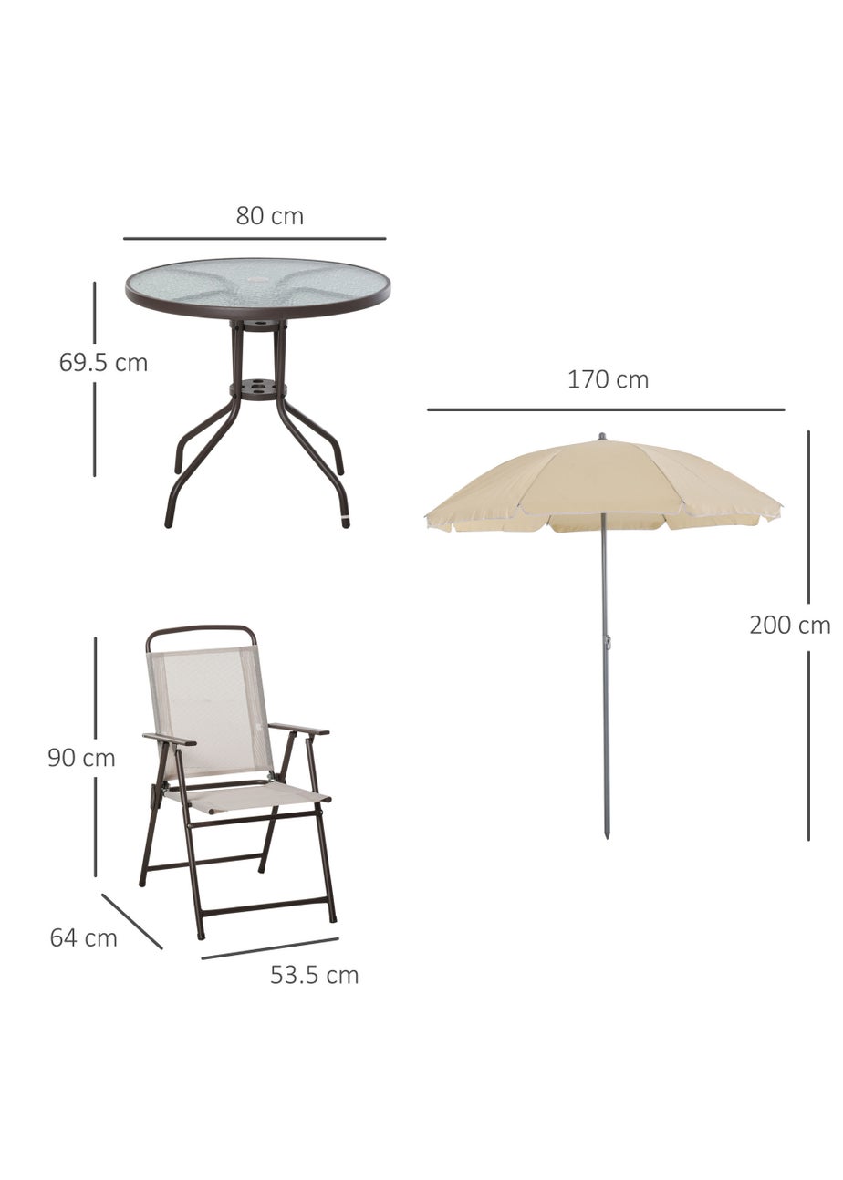 Outsunny 6 Piece Patio Dining Set with Umbrella with Folding Chairs