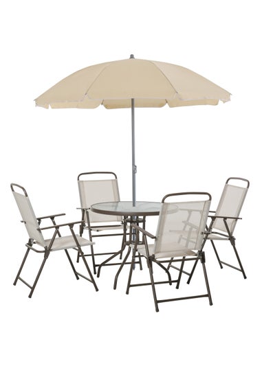 Outsunny 6 Piece Patio Dining Set with Umbrella with Folding Chairs