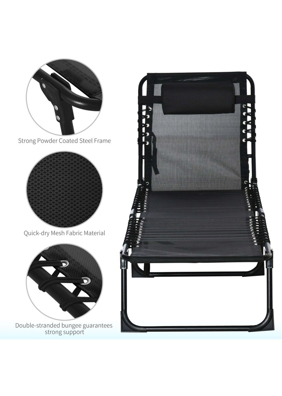 Outsunny Foldable Sun Lounger, Outdoor 4 Level Adjustable Backrest Reclining Chaise Chair