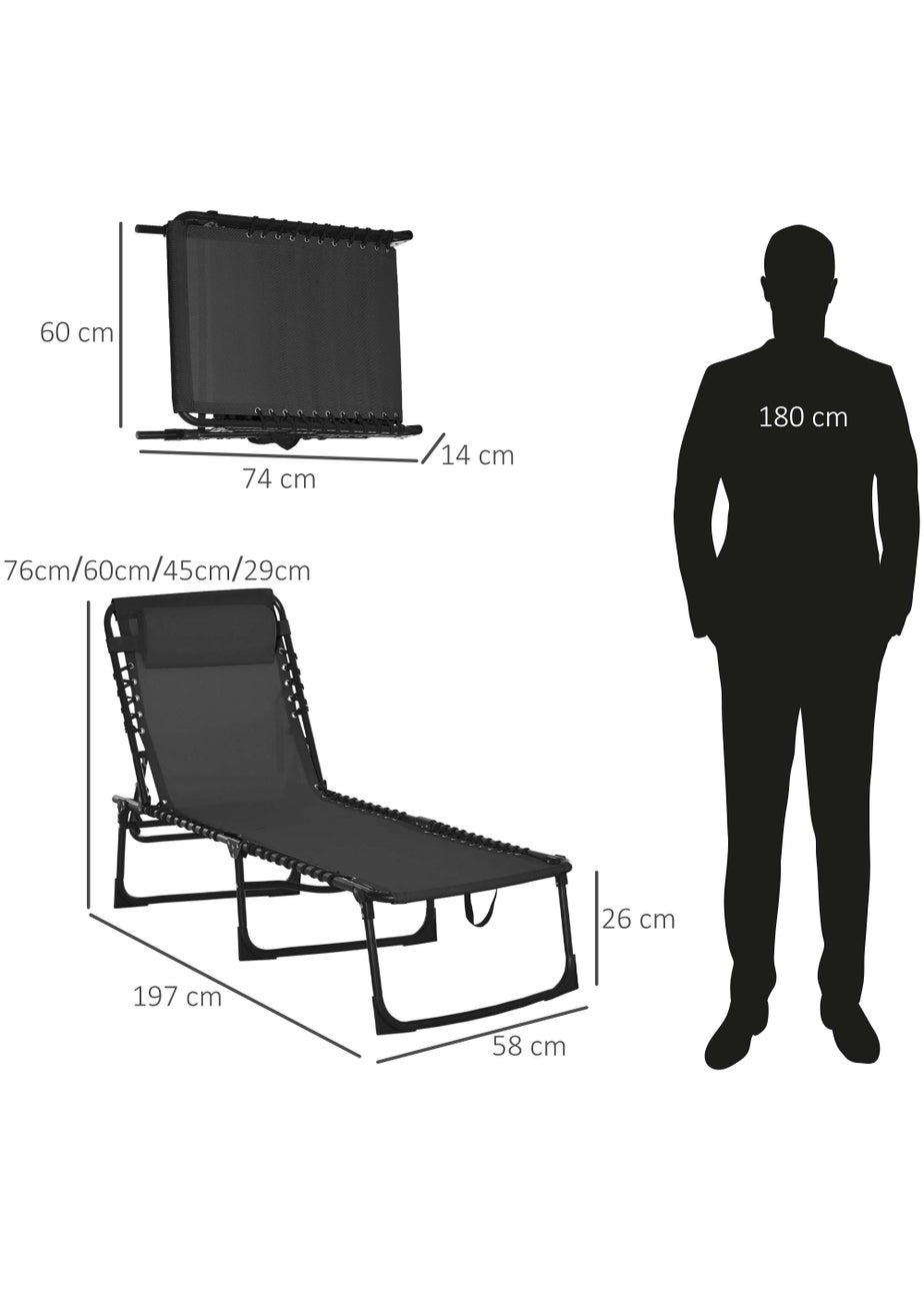 Outsunny Foldable Sun Lounger, Outdoor 4 Level Adjustable Backrest Reclining Chaise Chair