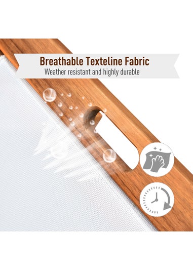 Outsunny Acacia Wood Garden Sun Lounger with Wheels (88cm x 60cm x 198cm)