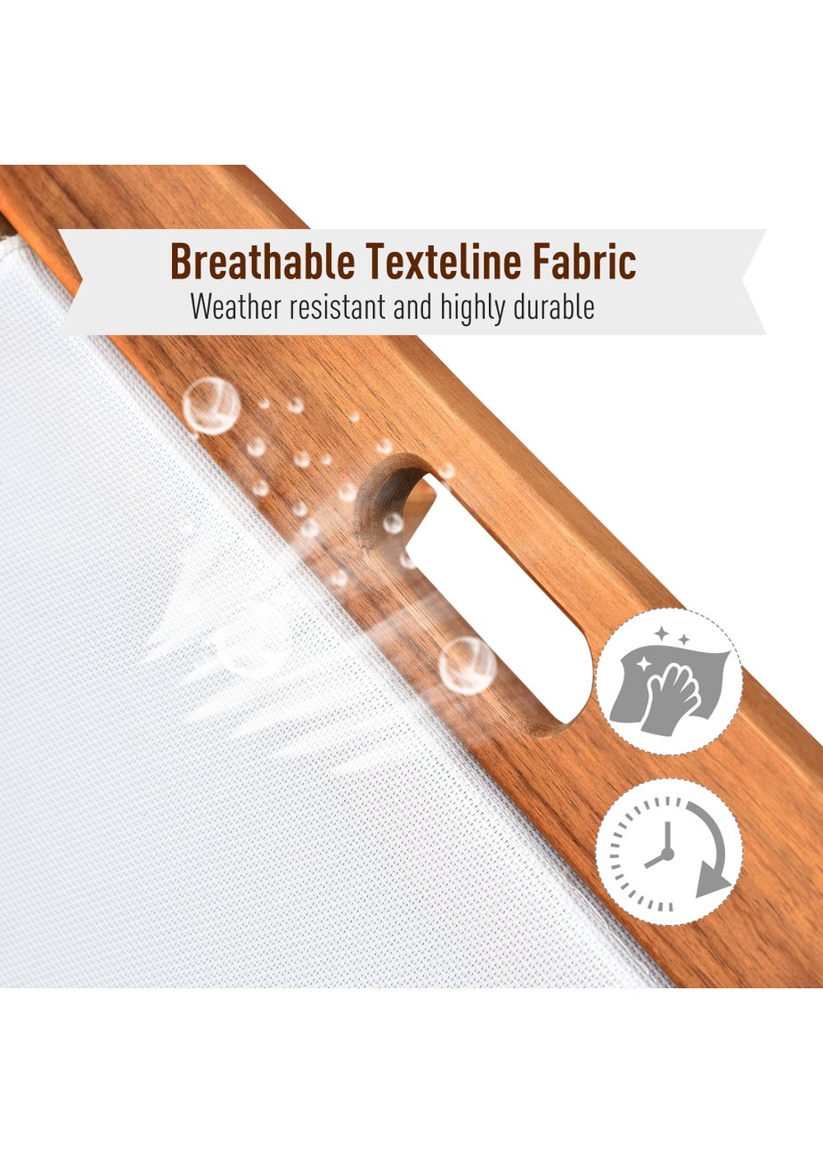 Outsunny Acacia Wood Garden Sun Lounger with Wheels (88cm x 60cm x 198cm)