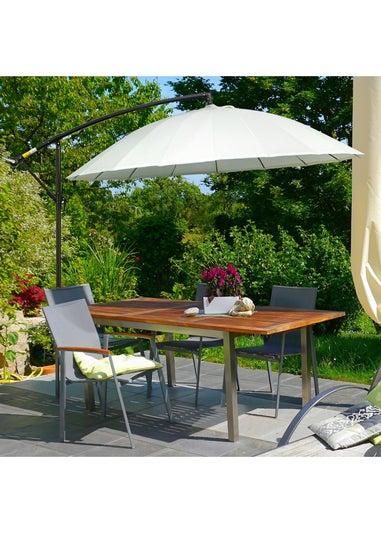 Outsunny Cantilever Shanghai Parasol with Crank Handle Cross Base OffWhite 3(m)