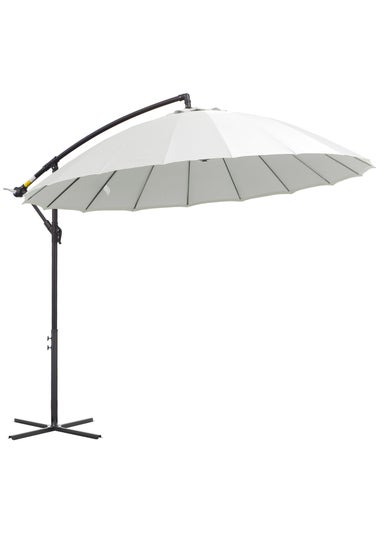 Outsunny Cantilever Shanghai Parasol with Crank Handle Cross Base OffWhite 3(m)