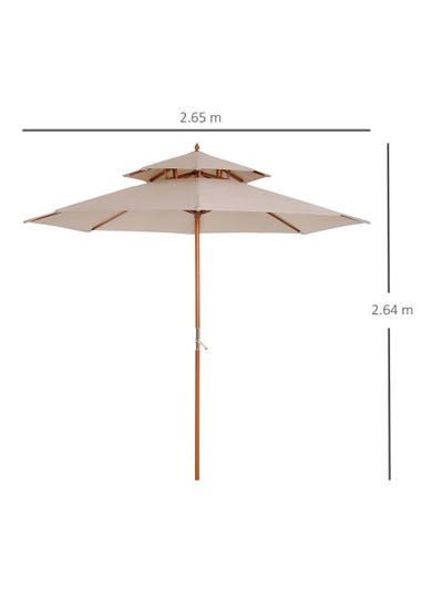 Outsunny 2.7 m Garden Parasol Umbrella, Double Tier Garden Umbrellas Outdoor Sun Umbrella