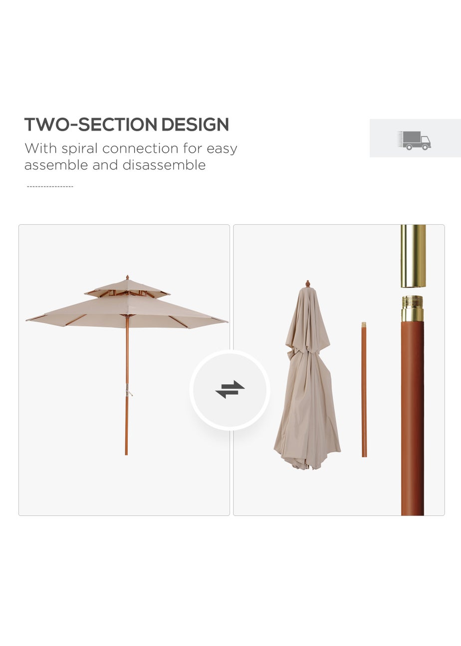 Outsunny 2.7 m Garden Parasol Umbrella, Double Tier Garden Umbrellas Outdoor Sun Umbrella