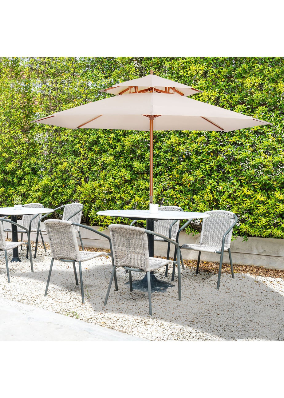 Outsunny 2.7 m Garden Parasol Umbrella, Double Tier Garden Umbrellas Outdoor Sun Umbrella