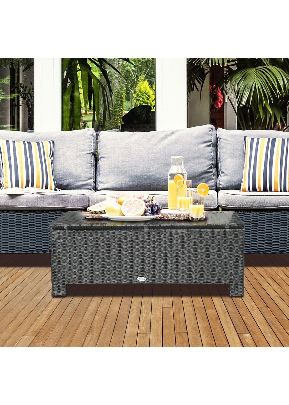 Outsunny Garden Rattan Coffee Side Table (85cm x 50cm x 39cm)