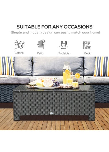 Outsunny Garden Rattan Coffee Side Table (85cm x 50cm x 39cm)