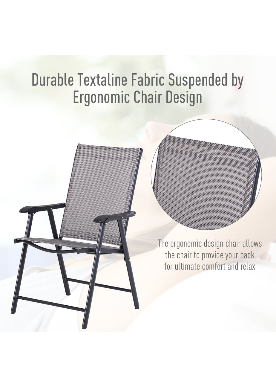 Outsunny 2 PCs Foldable Garden Chairs  (58cm x 64cm x 94cm)