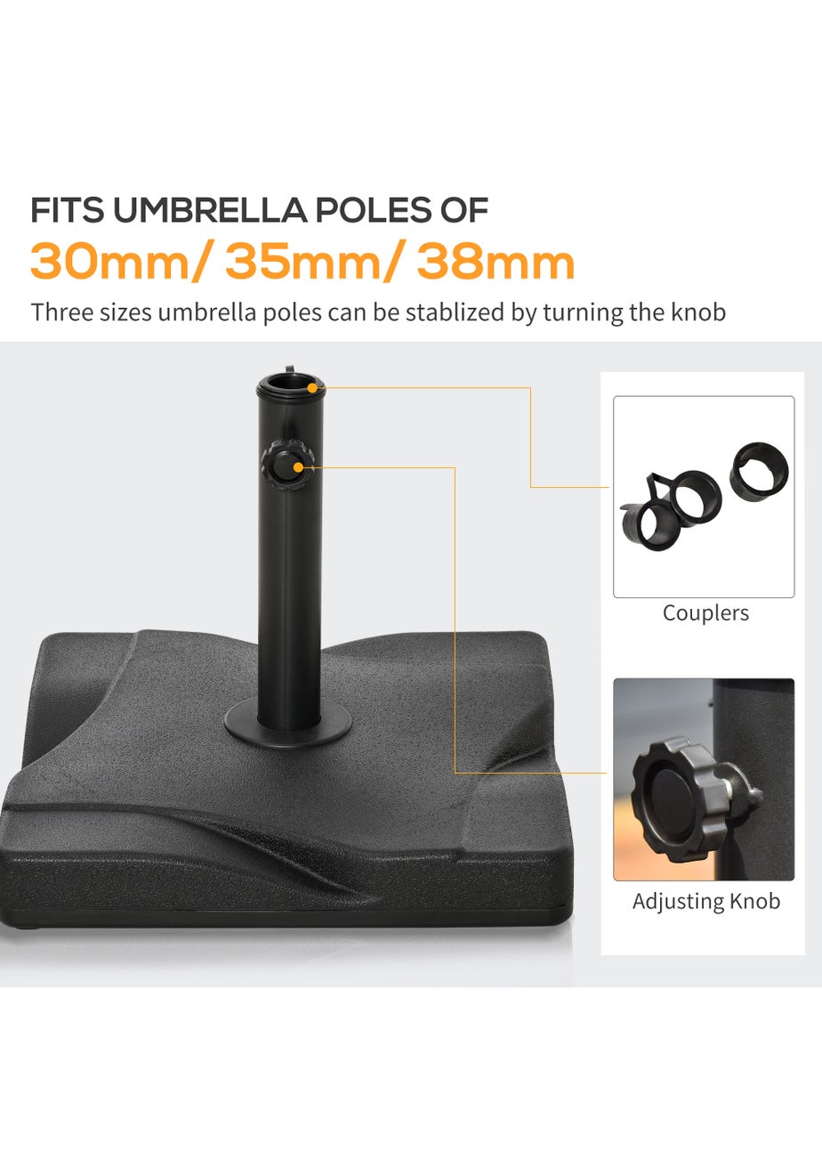 Outsunny 20KG Square Garden Parasol Base (Fits Φ32mm,Φ38mm,Φ48mm Parasol)