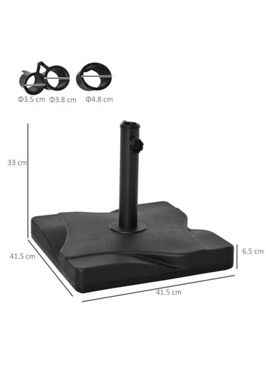 Outsunny 20KG Square Garden Parasol Base (Fits Φ32mm,Φ38mm,Φ48mm Parasol)